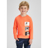 Camiseta naranja niño dibujo astronautas Mayoral