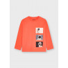 Camiseta naranja niño dibujo astronautas Mayoral