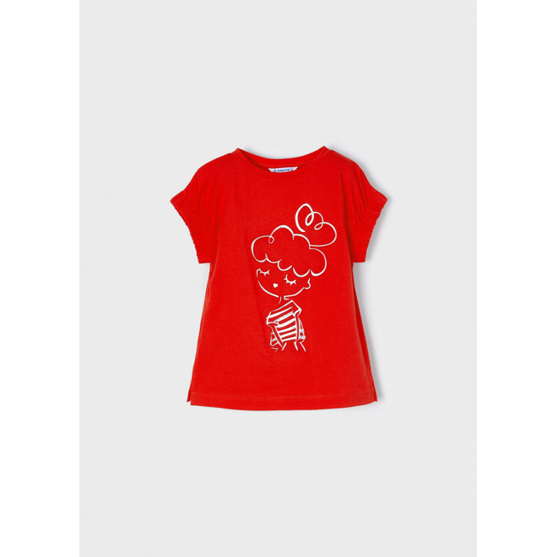 Camiseta roja y plateada de manga corta para niña