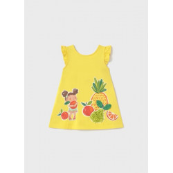 Vestido amarillo frutas...