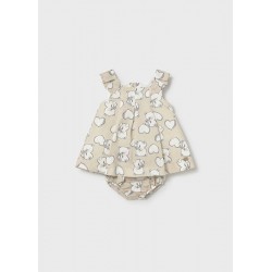 Vestido estampado beig con...