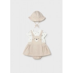 Vestido peto simulado beig...