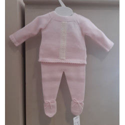 Conjunto rosa puntilla beig...